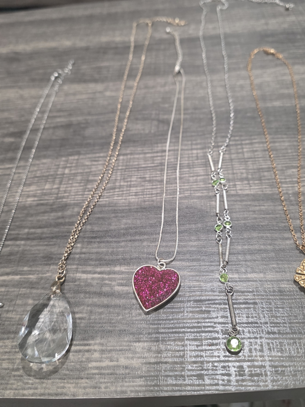 Pink Glitter Heart Pendant Necklace - Women Jewelry